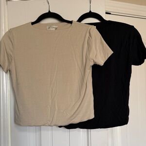 Women's Black and Tan Crop Tops
